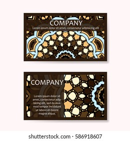 Vector template business card. Geometric background. Card or invitation collection. Islam, Arabic, Indian, ottoman motifs.