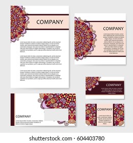 Vector template business card. Geometric background. Card or invitation collection. Islam, Arabic, Indian, ottoman motifs.