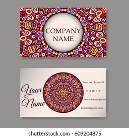 Vector template business card. Geometric background. Card or invitation collection. Islam, Arabic, Indian, ottoman motifs.