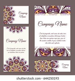 Vector template business card. Geometric background. Card or invitation collection. Islam, Arabic, Indian, ottoman motifs.