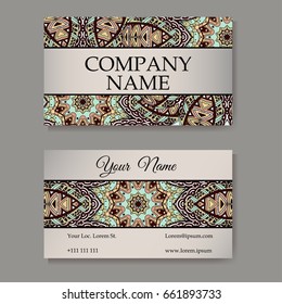 Vector template business card. Geometric background. Card or invitation collection. Islam, Arabic, Indian, ottoman motifs