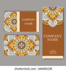 Vector template business card. Geometric background. Card or invitation collection. Islam, Arabic, Indian, ottoman motifs