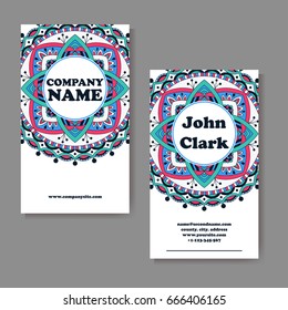 Vector template business card. Geometric background. Card or invitation collection. Islam, Arabic, Indian, ottoman motifs