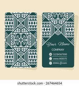 Vector template business cards with abstract geometric background