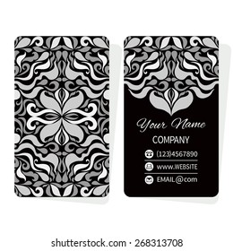 Vector template business cards with abstract geometric background. Black and white