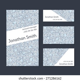 Vector template business cards with abstract geometric background