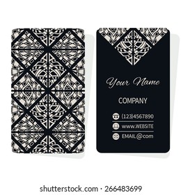 Vector template business cards with black and white abstract geometric background