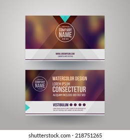 Vector template business cards with blurred abstract background