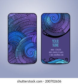 Vector template business cards with ethnic abstract background