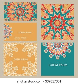 Vector template for business cards, postcards, presentations, invitations, booklets. Graphic ornament in ethnic style.