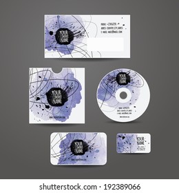 Vector template business cards with watercolor paint abstract background