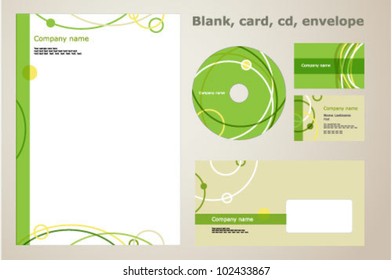 Vector template for business design blank, business card, cd and envelope on abstract illustration background.