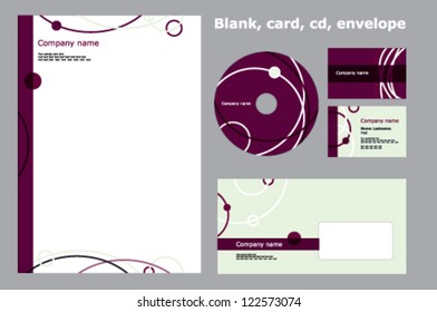 Vector template for business design blank, business card, cd and envelope on abstract illustration background.