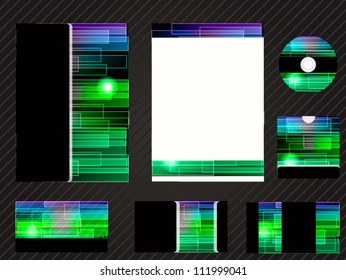 Vector template for business design: folder, paper blank, cd box and set of  business card