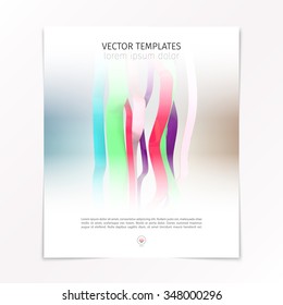 vector template, business flyer page with color ribbons and blurred edges