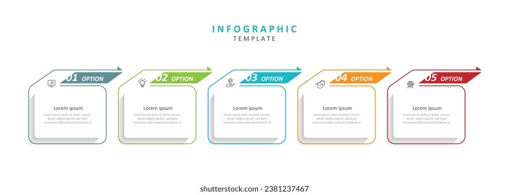 Vector template business infographic with 5 options or step 