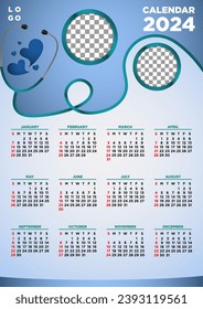 Vector Template Calendar 2024 Hospital Themes