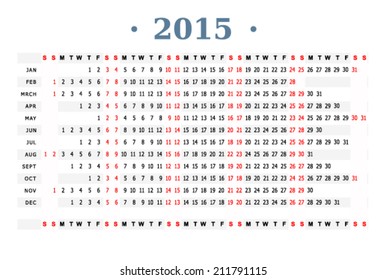 Vector template for calendar year 2015