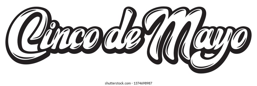 Vector template with calligraphic lettering for celebration Cinco de Mayo.