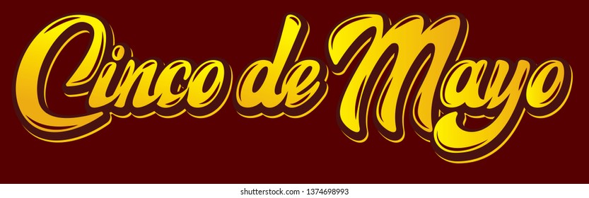 Vector template with calligraphic lettering for celebration Cinco de Mayo.