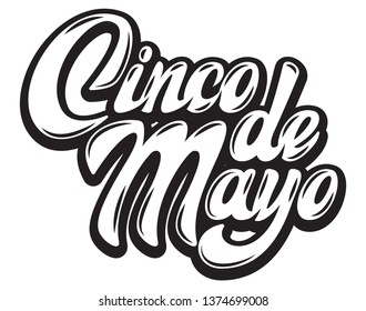 Vector template with calligraphic lettering for celebration Cinco de Mayo.