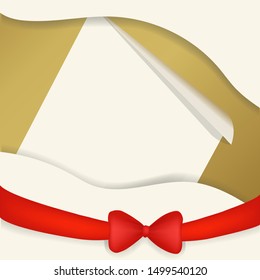 Vector of template of card, baller with empty blank and bow.Cut paper style.