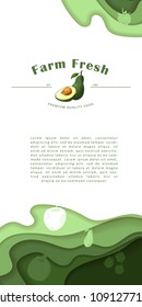 Vector template card design. Healthy food banner in paper style.