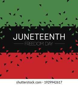 Vector. Template card with Juneteenth Freedom Day flag. Juneteenth symbol background. Concept design with triangle