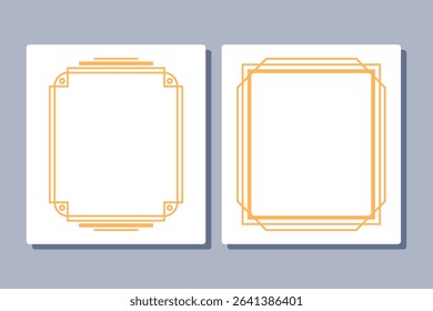 Vector template cards with golden frames in ar-deco vintage style.