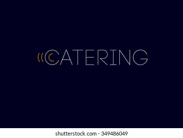 Vector template of catering company logo. Catering, outdoor events and restaurant service insignia, food icons. 