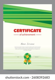Vector template of certificate of achievement in bright style. Award ribbon.