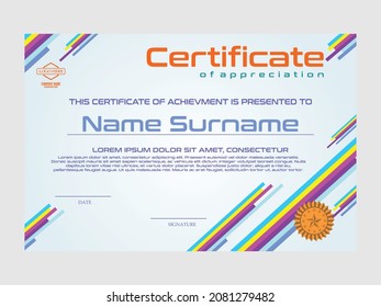 Vector Template Certificate Design with five shape color and modern graphic design