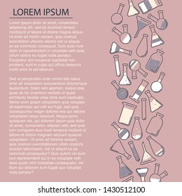 Vector template for chemical social media post with colorful test tubes and flasks