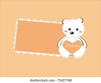 vector template for childish card with teddy-bear toy