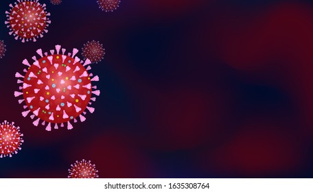 Vector template with Chinese Coronavirus 2019-nCoV with copy space on colorful background. Coronavirus outbreak poster, quarantine disease concept. Virus influenza. Global health emergency. 