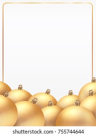 vector template with Christmas balls with golden balls.