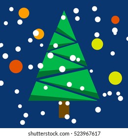 Vector template christmas card with stylish christmas tree.