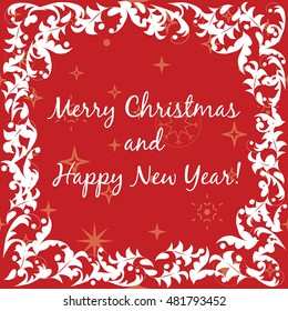 Vector template for Christmas cards, invitations, backgrounds and more with text. 