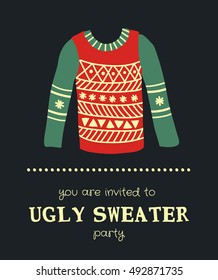 vector template of a Christmas greeting card, a sweater on a dark background