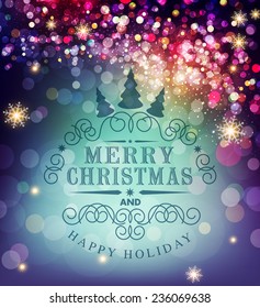 Vector template Christmas typography. Template for Christmas card.