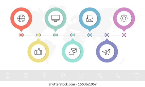 Vector template circle infographic. Business concept with 7 options and parts. Seven steps for content, flowchart, timeline, levels. Path step by step