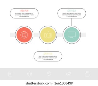 Vector template circle infographic. Business concept with 3 options and labels. Three steps for content, flowchart, timeline, levels
