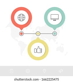 Infografía de círculo de plantilla de vectores. Concepto de negocio con 3 opciones y partes. Tres pasos para contenido, diagrama de flujo, escala de tiempo, niveles. Ruta paso a paso