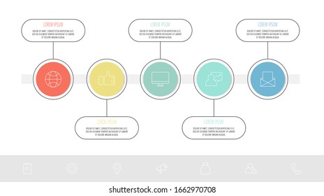 Vector template circle infographic. Business concept with 5 options and labels. Five steps for graph, diagrams, slideshow