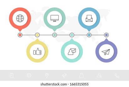 Infografía de círculo de plantilla de vectores. Concepto de negocio con 6 opciones y partes. Seis pasos para contenido, gráfico, diagramas, presentación de diapositivas. Ruta paso a paso
