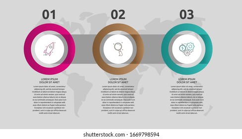 Vector template circle infographic. Business concept with 3 options and parts. Three steps for content, flowchart, timeline, levels. Path step by step