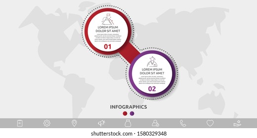 Vector template circle infographics. Business concept with 2 options and parts. Two steps for diagrams, flowchart, timeline