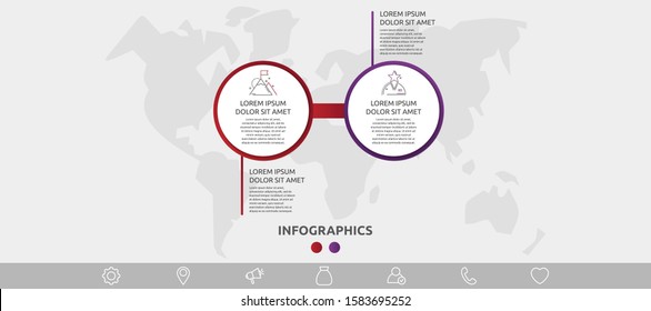 Vector template circle infographics. Business concept with 2 options and parts. Two steps for diagrams, flowchart, timeline