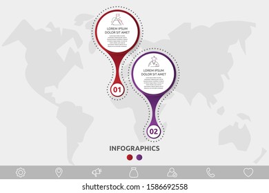 Vector template circle infographics. Business concept with 2 options and parts. Two steps for  diagrams, graph, flowchart, timeline, marketing, presentation.