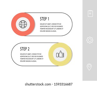 Vector template circle infographics. Business concept with 2 options and labels. Two steps for diagrams, flowchart, timeline